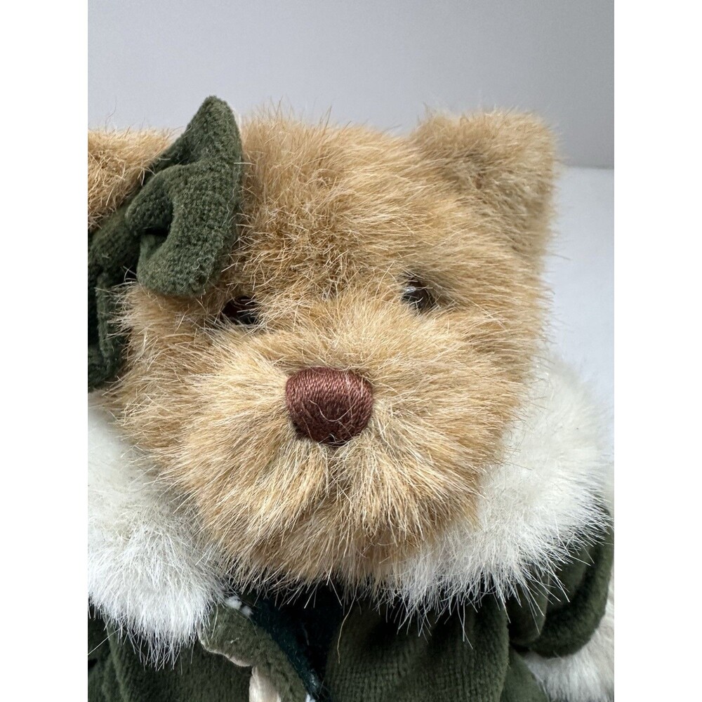 Vintage Jerry Elsner 10” Bear Green Velvet Coat And Bow